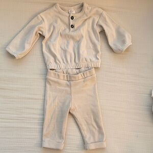 H&M Ribbed Two-Piece Baby Set - Cream